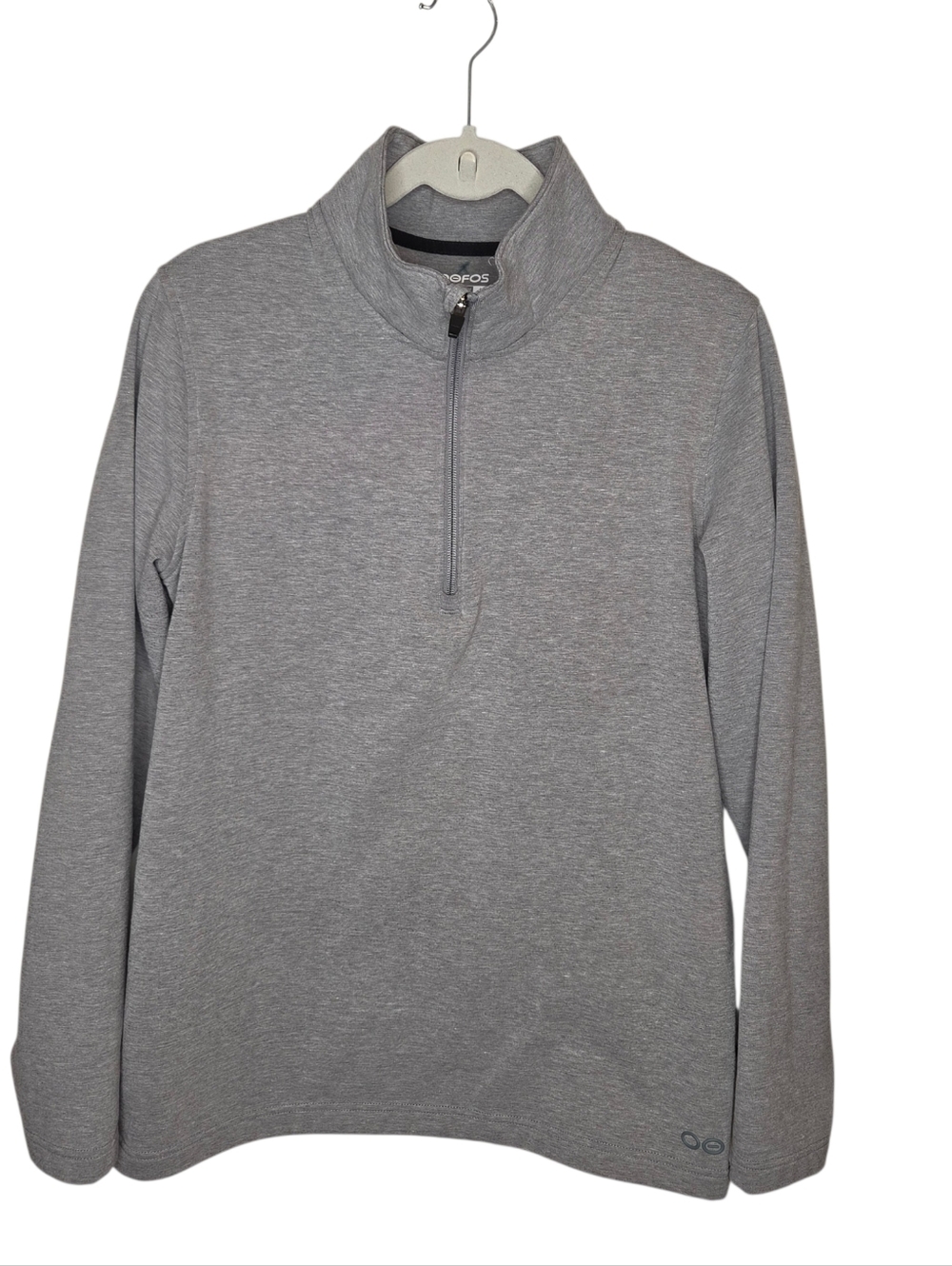 OOFOS Men's Cool Gray Down 1/4-Zip Fleece Pullover, Size Large